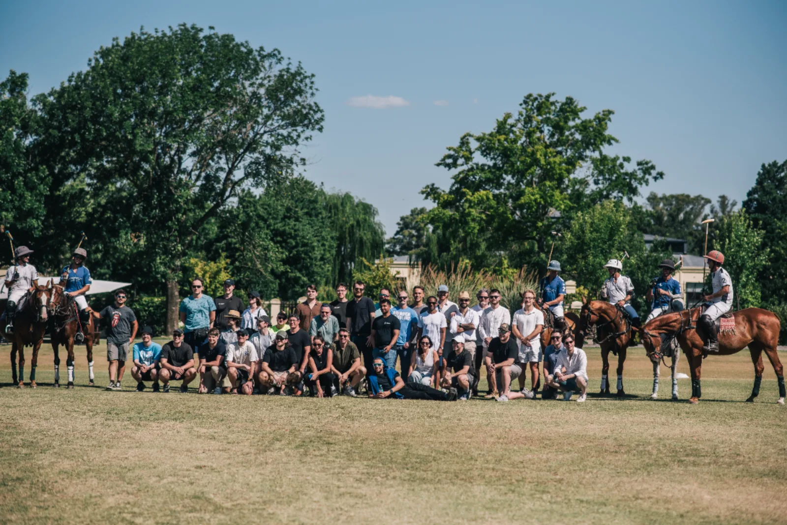 The team gathered together at an offsite.