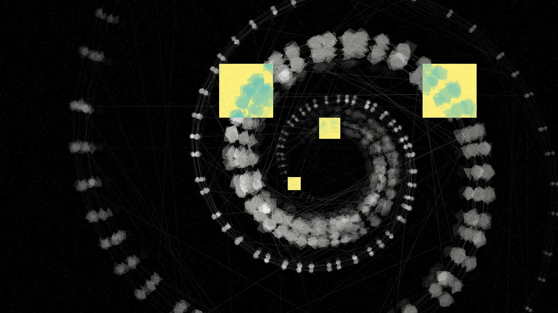 Asymmetric Research’s spiral of nested structures inside a wireframe network.